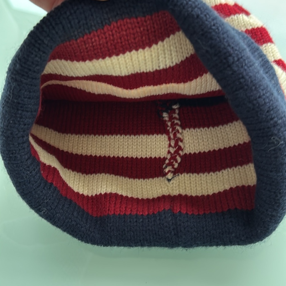 Puppies Make Me Happy Knit Red White and Blue Hat - Picture 5 of 6